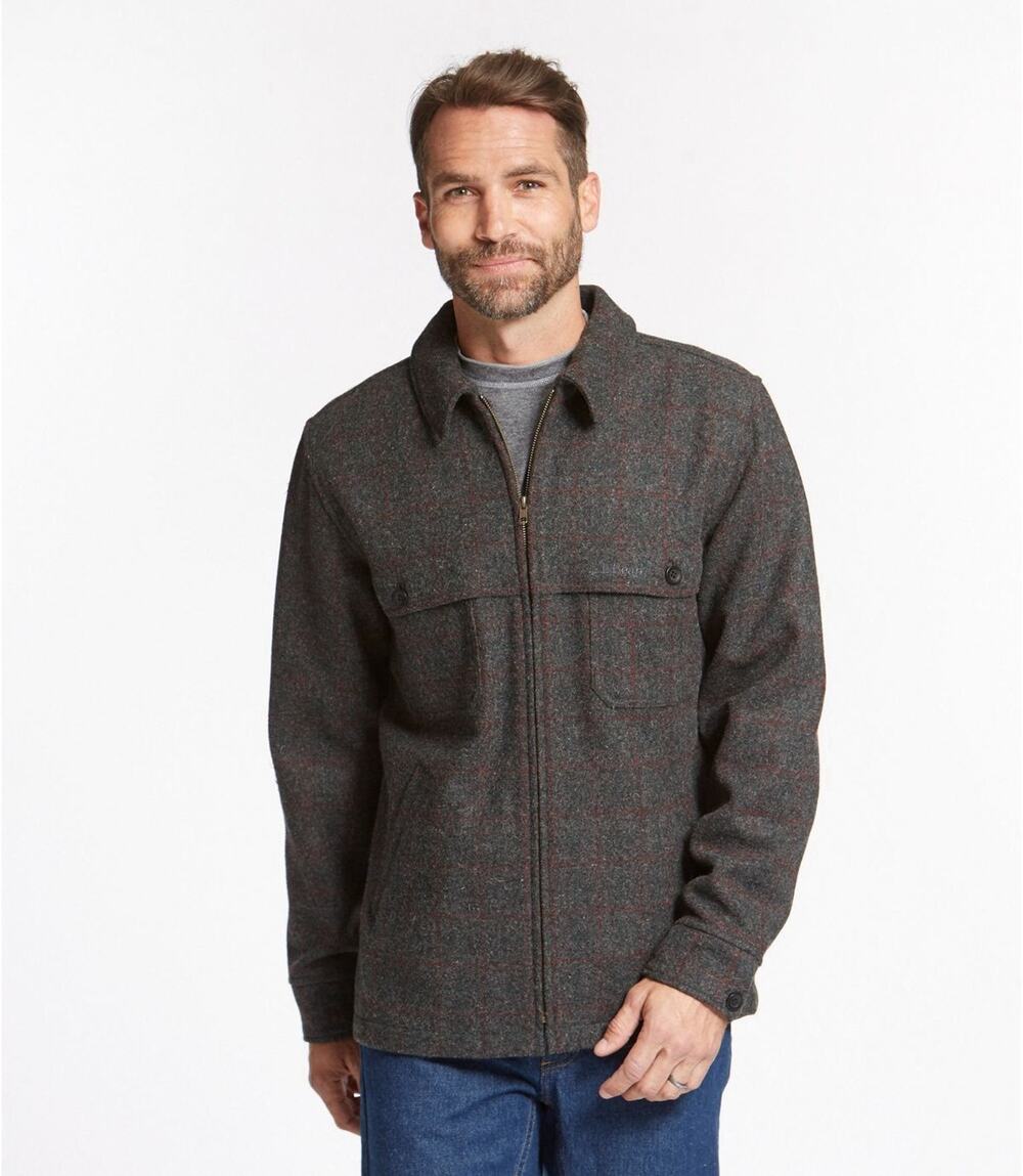 LL Bean Mens XLT Maine Guide Zip-Front Jac-Shirt Plaid